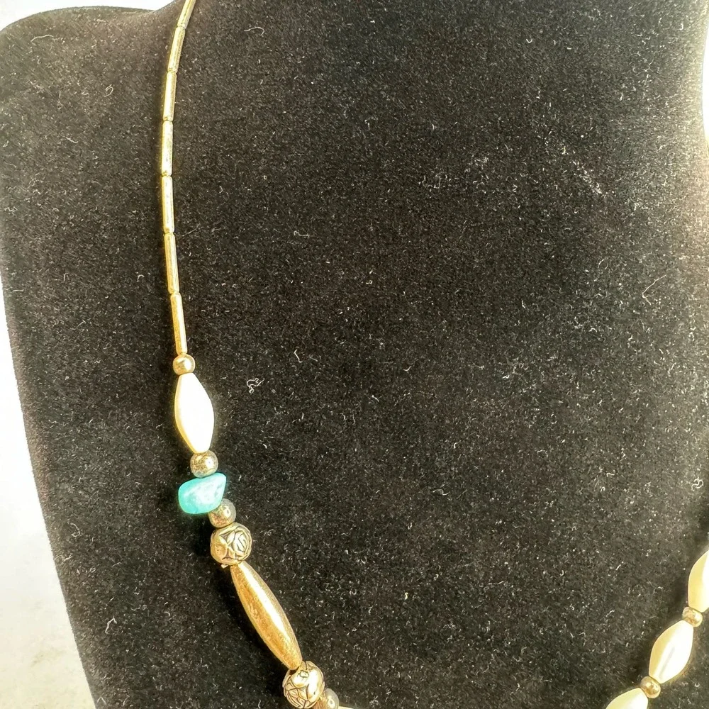 Native American Necklace Vintage Blue White Turquoise Southwestern Boho‎ VTG
